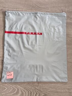 Prada Dust Bag in Light Gray with Red Logo